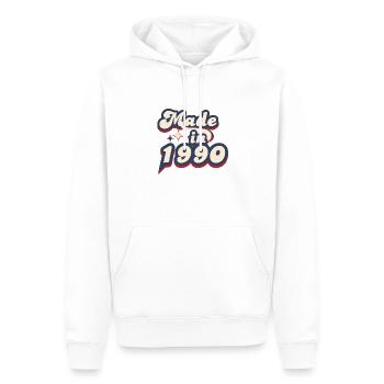 Hergestellt im 1990 Retro - Männer Premium Bio Hoodie - Weiß - Vorne - Nico (187cm)