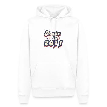 Hergestellt im Jahr 2011 Retro - Männer Premium Bio Hoodie - Weiß - Vorne - Nico (187cm)