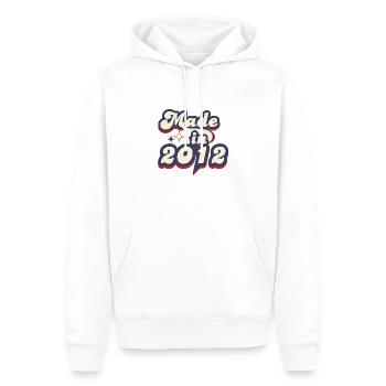 Hergestellt im Jahr 2012 retro - Männer Premium Bio Hoodie - Weiß - Vorne - Nico (187cm)