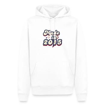 Hergestellt im Jahr 2015 Retro - Männer Premium Bio Hoodie - Weiß - Vorne - Nico (187cm)