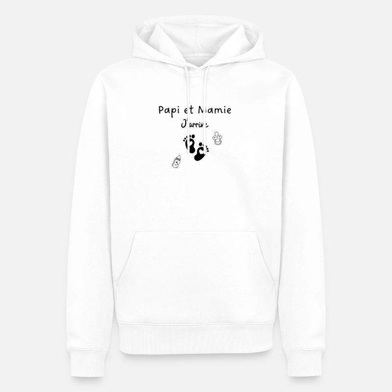 Papi et mamie j’arrive - Sweat à capuche Premium bio Homme - blanc