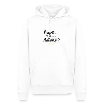 Veux tu être ma marraine - Sweat à capuche Premium bio Homme - blanc - Devant - Nico (187cm)