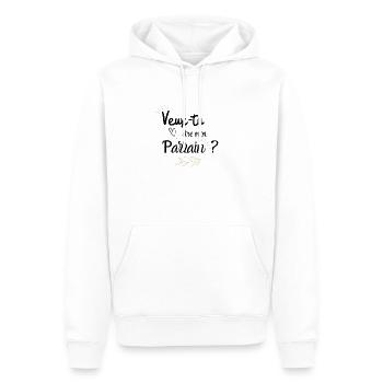 Veux tu être mon parrain - Sweat à capuche Premium bio Homme - blanc - Devant - Nico (187cm)