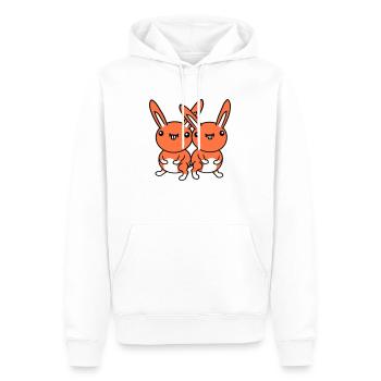 2 Lapins Équipe Drôle Grimace Idiot Drôle Sourire - Sweat à capuche Premium bio Homme - blanc - Devant - Nico (187cm)