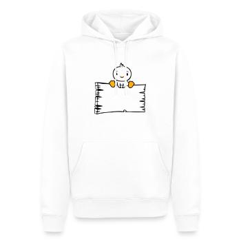 oiseau assis sur panneau en bois texte panneau cadre mignon - Sweat à capuche Premium bio Homme - blanc - Devant - Nico (187cm)