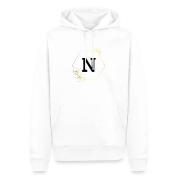 Buchstabe n Goldener Blumenrahmen - Männer Premium Bio Hoodie - Weiß - Vorne - Nico (187cm)