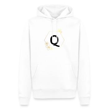 Buchstabe q Goldener Blumenrahmen - Männer Premium Bio Hoodie - Weiß - Vorne - Nico (187cm)