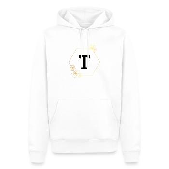 Buchstabe t Goldener Blumenrahmen - Männer Premium Bio Hoodie - Weiß - Vorne - Nico (187cm)