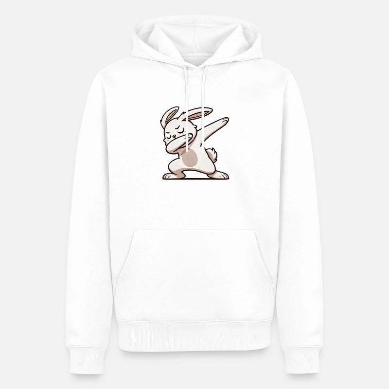 hase rabbit dabbing - Männer Premium Bio Hoodie - Weiß