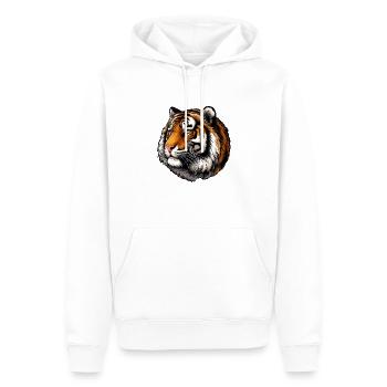 Tiger Tiger Cat: A Royal Cat - Men’s Premium Organic Hoodie - white - Front - Nico (187cm)