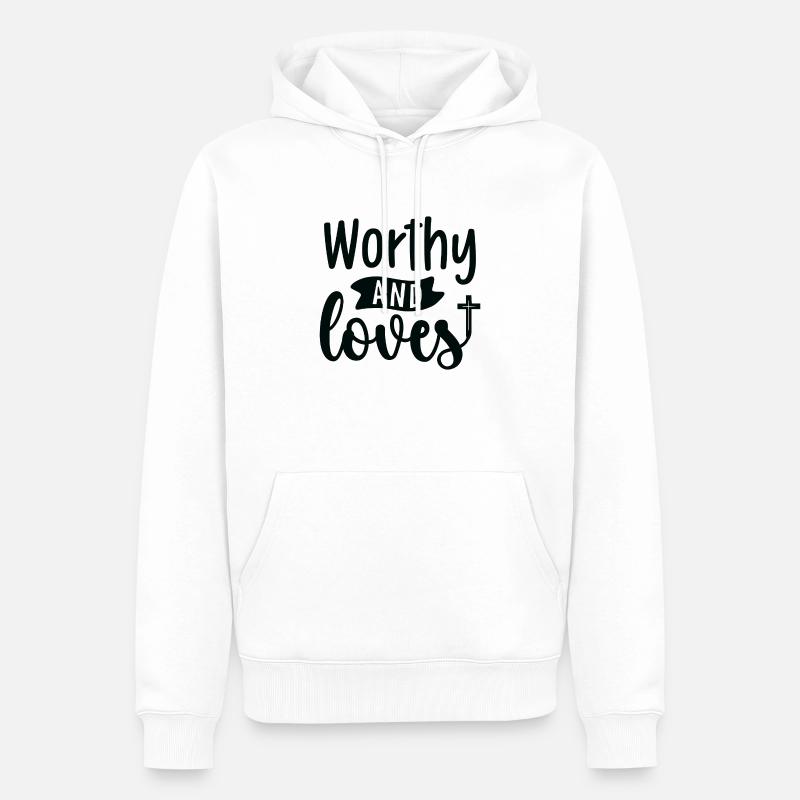 digne et aimé - Sweat à capuche Premium bio Homme - blanc