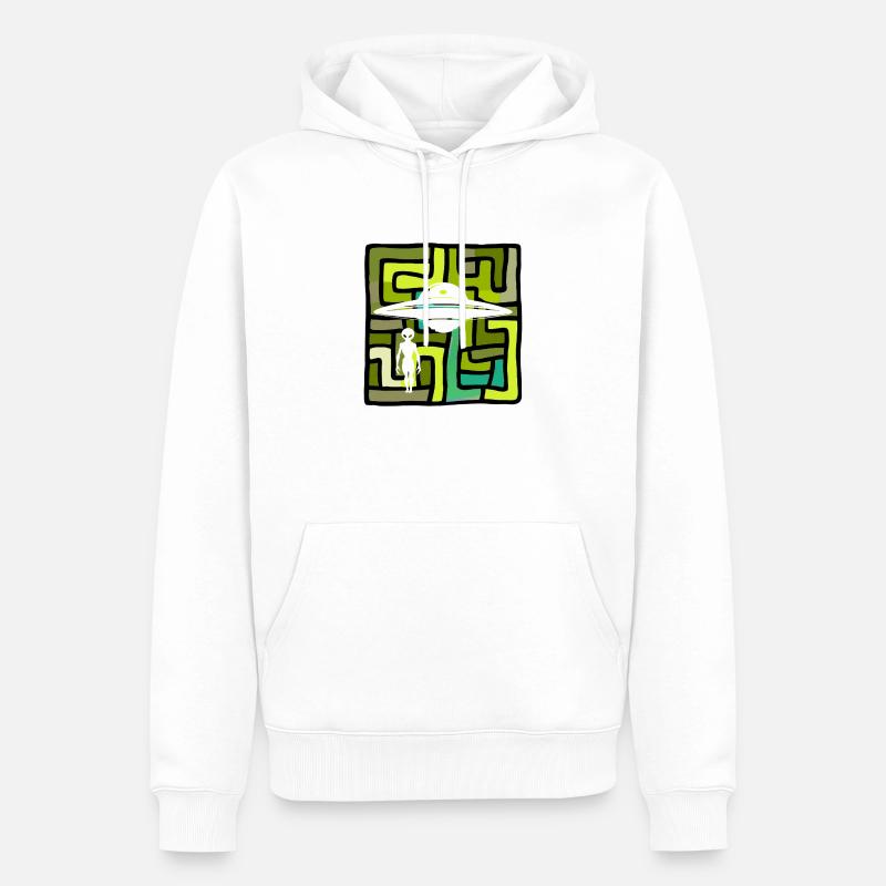 Invasion d’OVNI dans l’espace - Sweat à capuche Premium bio Homme - blanc