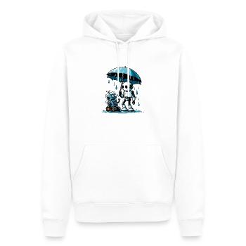 Robot under umbrella in the rain - Men’s Premium Organic Hoodie - white - Front - Nico (187cm)