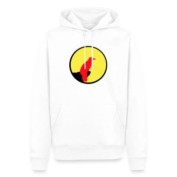 Vogel sitzt Mond nachts Klippe Werwolf heulen Wolf - Männer Premium Bio Hoodie - Weiß - Vorne - Nico (187cm)