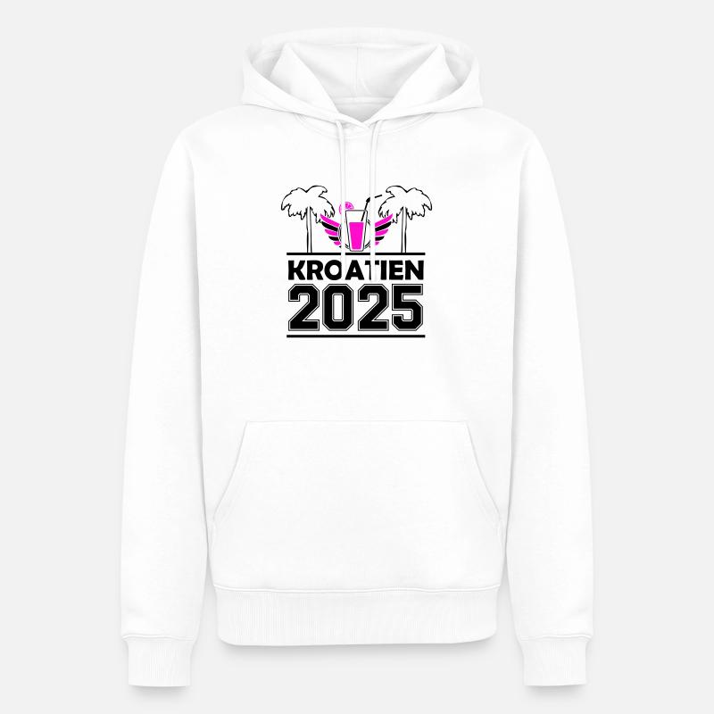 Croatie 2025 - Sweat à capuche Premium bio Homme - blanc