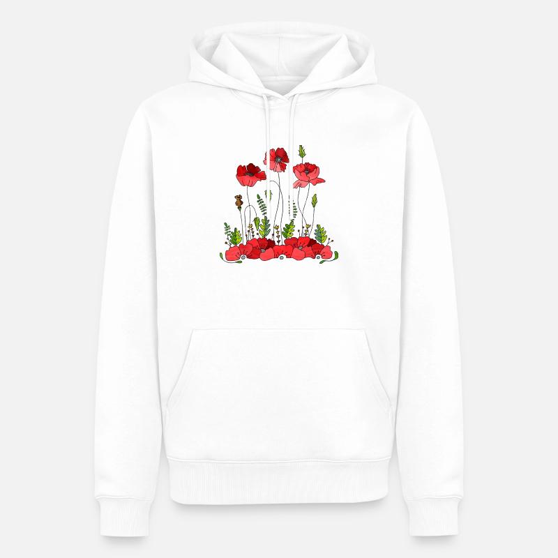 Fleur - Sweat à capuche Premium bio Homme - blanc