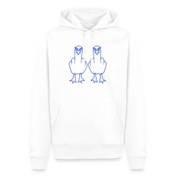 2 Seagulls Doigt d’honneur Insulte Stinkfinger Équipe - Sweat à capuche Premium bio Homme - blanc - Devant - Nico (187cm)