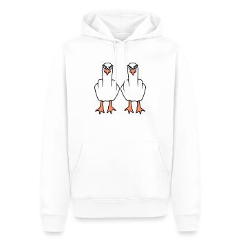 2 Seagulls Doigt d’honneur Insulte Stinkfinger Équipe - Sweat à capuche Premium bio Homme - blanc - Devant - Nico (187cm)