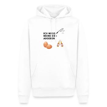 JGA, Eier abgeben, Peitsche, Bier - Männer Premium Bio Hoodie - Weiß - Vorne - Nico (187cm)