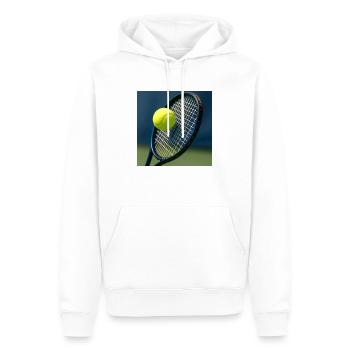 Sports - Tennis, raquette et balle - Sweat à capuche Premium bio Homme - blanc - Devant - Nico (187cm)