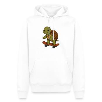 Skater Turtle – Cool Turtle on Skateboard - Men’s Premium Organic Hoodie - white - Front - Nico (187cm)