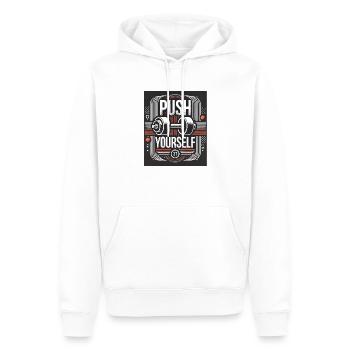 Fitness - Männer Premium Bio Hoodie - Weiß - Vorne - Nico (187cm)