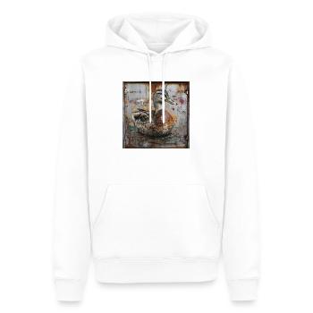 Graffiti Female Duck Rust Metal Container Door - Men’s Premium Organic Hoodie - white - Front - Nico (187cm)