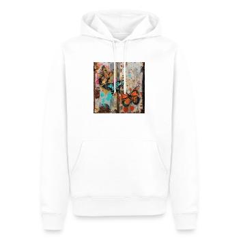 Graffiti Butterflies Rust Metal Urban Streetar - Men’s Premium Organic Hoodie - white - Front - Nico (187cm)