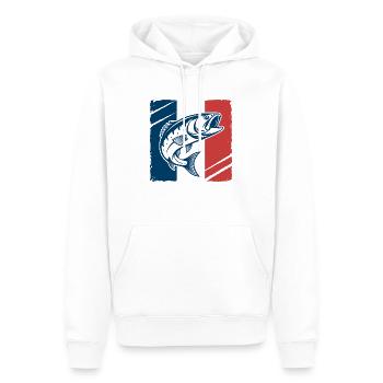 Rot, Weiß & Bass – Frankreich - Männer Premium Bio Hoodie - Weiß - Vorne - Nico (187cm)