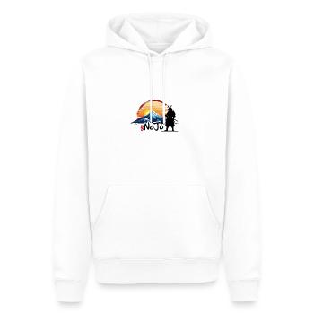 Not the Dojo - NoJo -Mountain design - Men’s Premium Organic Hoodie - white - Front - Nico (187cm)