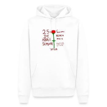 25 avril 2025 - Révolution des œillets - Sweat à capuche Premium bio Homme - blanc - Devant - Nico (187cm)