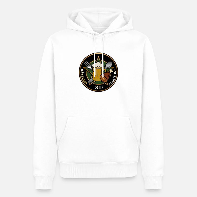 Insigne – 31e Râtelier de Gloutons - Sweat à capuche Premium bio Homme - blanc