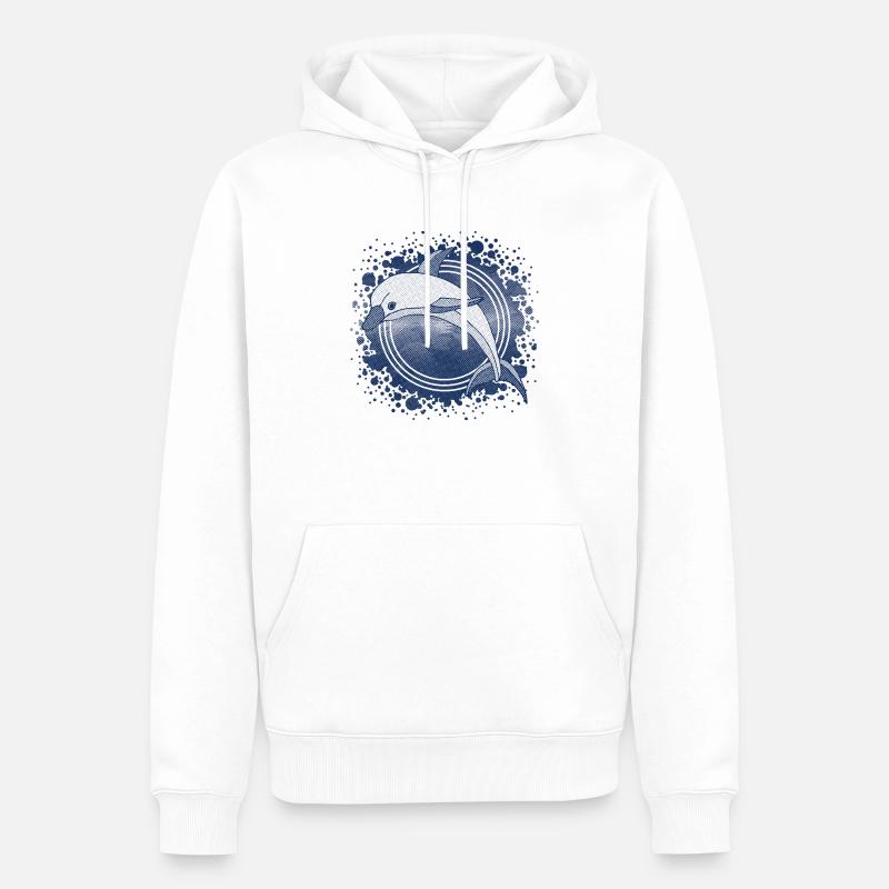 Dauphin - Sweat à capuche Premium bio Homme - blanc