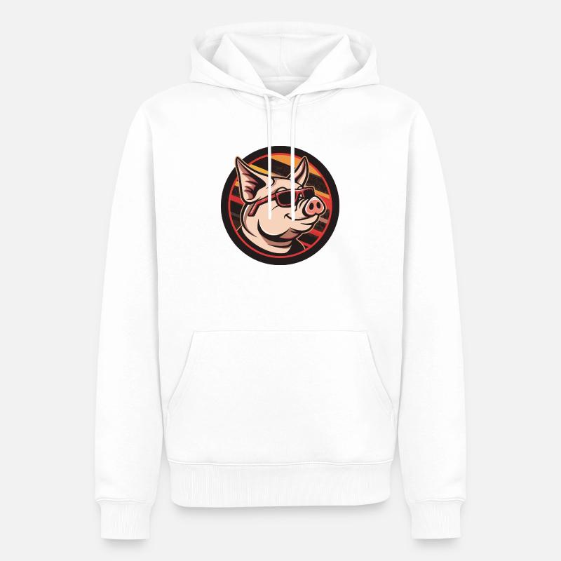 Cochon Bande Dessinée Cool - Sweat à capuche Premium bio Homme - blanc