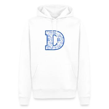 Lettre D chinoiserie bleu - Sweat à capuche Premium bio Homme - blanc - Devant - Nico (187cm)