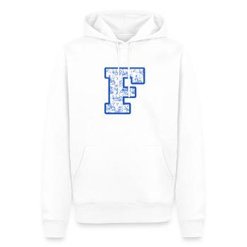 Lettre f chinoiserie bleu - Sweat à capuche Premium bio Homme - blanc - Devant - Nico (187cm)