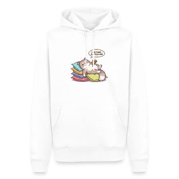 Chat paresseux avec pizza - Sweat à capuche Premium bio Homme - blanc - Devant - Nico (187cm)
