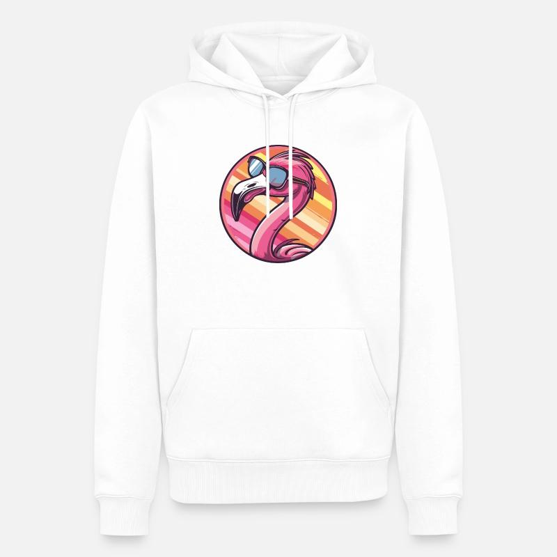 Flamingo Comic Cool - Männer Premium Bio Hoodie - Weiß