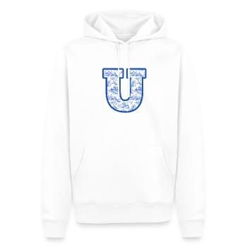 Blaue Chinoiserie u Buchstabe - Männer Premium Bio Hoodie - Weiß - Vorne - Nico (187cm)