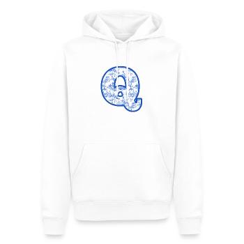 Lettre q chinoiserie bleu - Sweat à capuche Premium bio Homme - blanc - Devant - Nico (187cm)