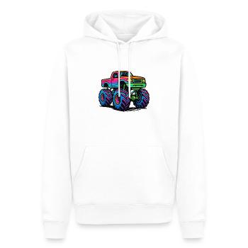Monster Truck Neon - Sweat à capuche Premium bio Homme - blanc - Devant - Nico (187cm)