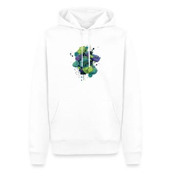 Cyber-Flowers – Futuristische Blumenillustration. - Männer Premium Bio Hoodie - Weiß - Vorne - Nico (187cm)