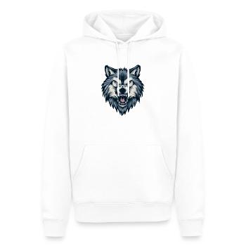Wolf fletscht die Zähne – Wild und furchtlos. - Männer Premium Bio Hoodie - Weiß - Vorne - Nico (187cm)