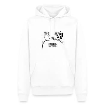 Des amis, pas de la nourriture – Motif de la vache et du cochon - Sweat à capuche Premium bio Homme - blanc - Devant - Nico (187cm)