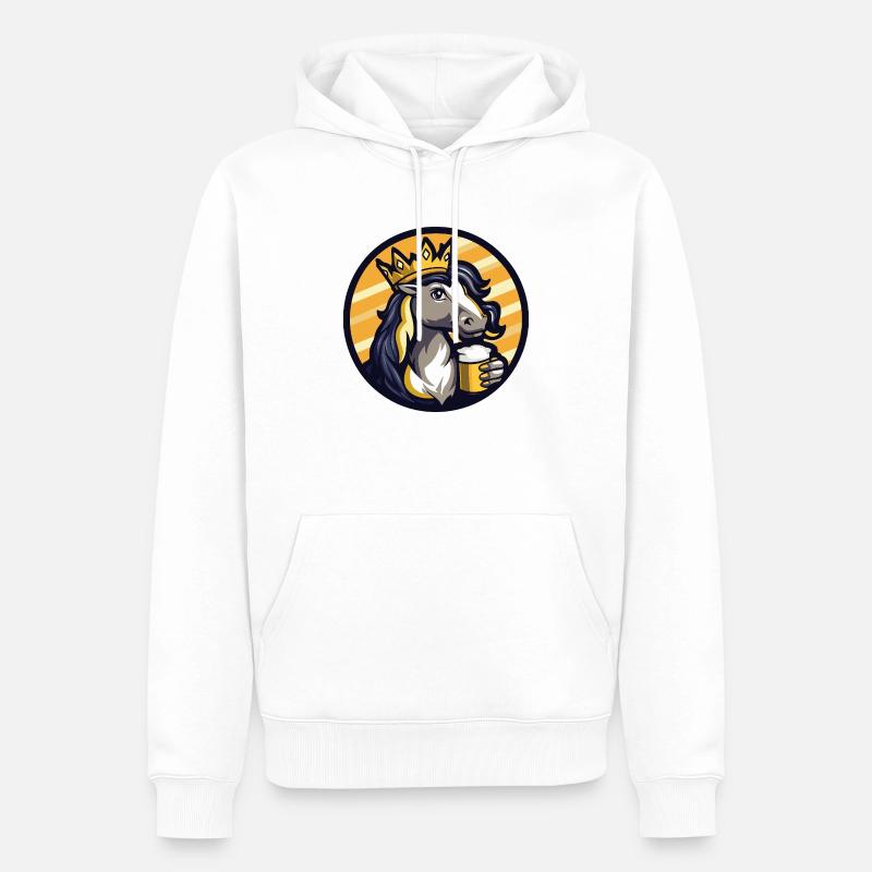 Pferd Bier - Männer Premium Bio Hoodie - Weiß