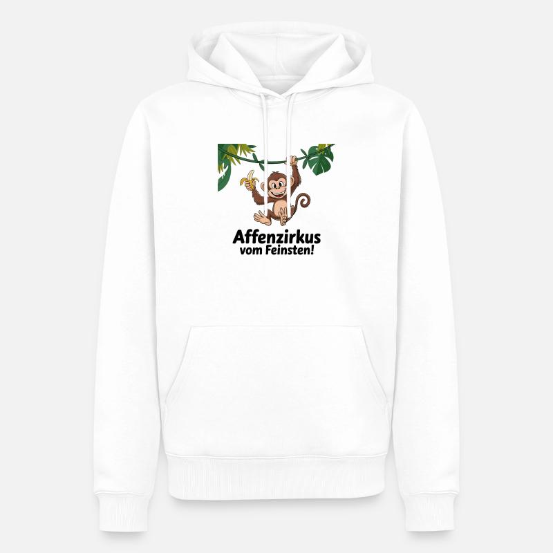 Le cirque des singes à son meilleur – Funny Monkey - Sweat à capuche Premium bio Homme - blanc