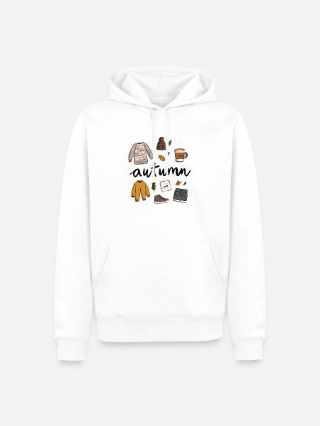Autumn Vibes – Cozy Herbstillustration. - Männer Premium Bio Hoodie - Weiß