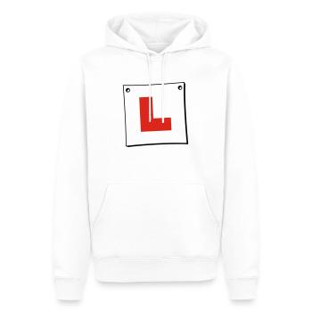 Learner Plate - Men’s Premium Organic Hoodie - white - Front - Nico (187cm)