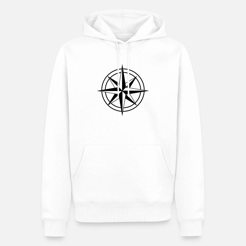 Kompass - Männer Premium Bio Hoodie - Weiß