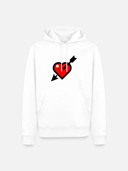 Herz - Männer Premium Bio Hoodie - Weiß